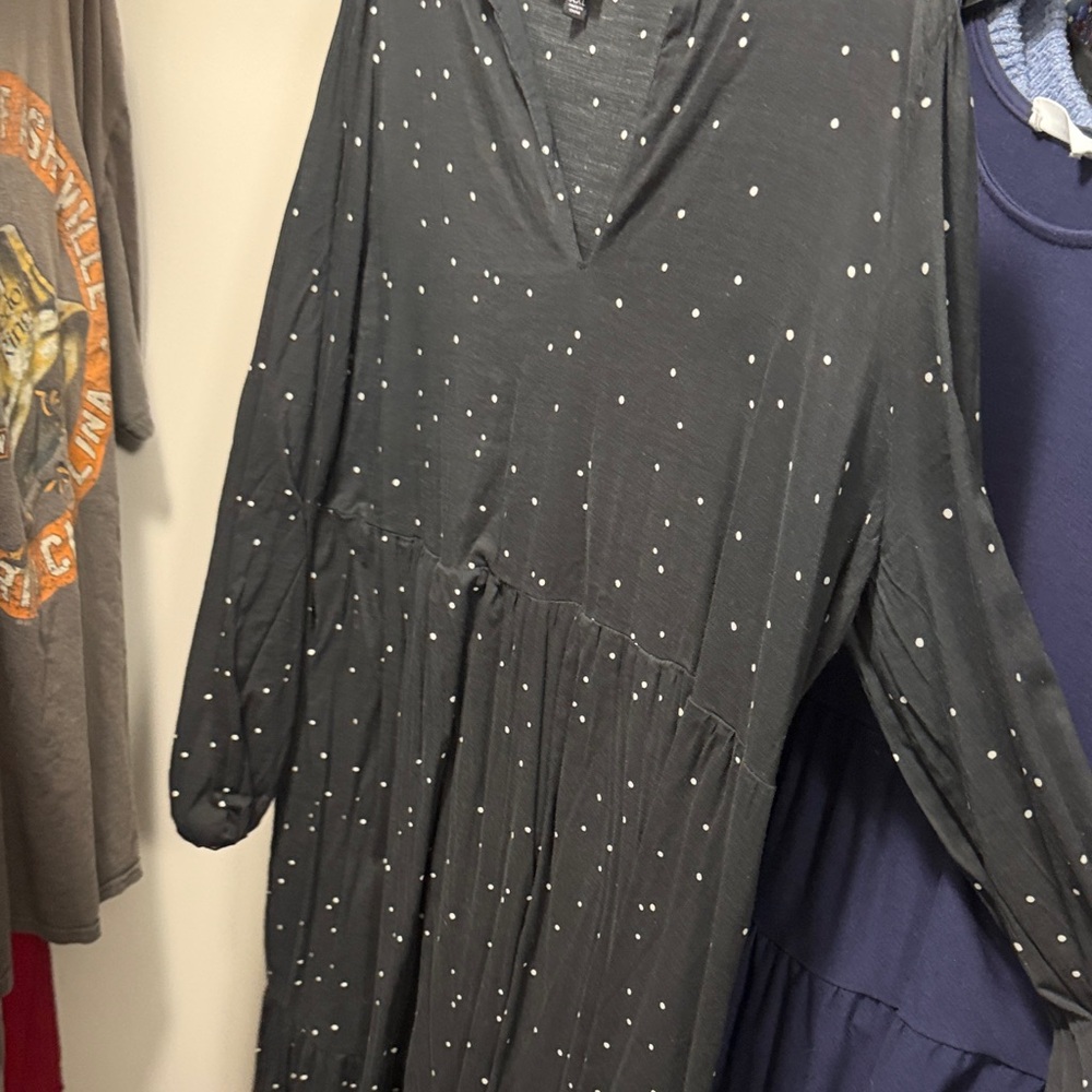 Who What Wear Black Maxi Dress with White Dots